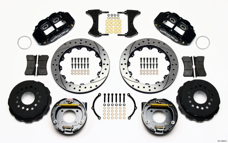 Wilwood Narrow Superlite 4R Rear P-Brk Kit 12.88in Drilled Chevy 12 Bolt-Spec 3.15in Brng Front mt 140-10909-D 140-10909-D Photo - Primary