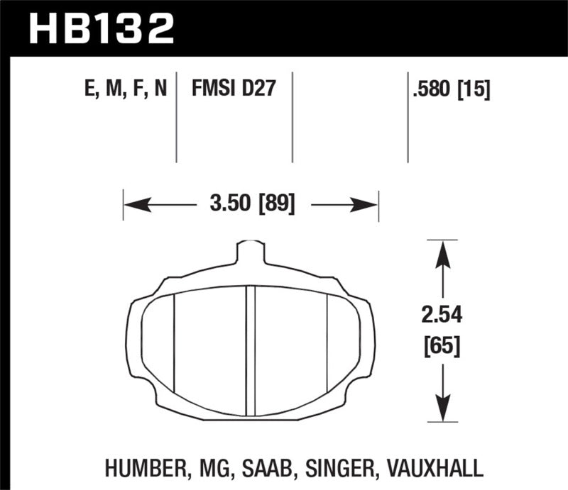 Hawk Performance Hawk 62-81 MG MGB Front ER-1 Brake Pads HB132D.580 HB132D.580 Photo - Primary