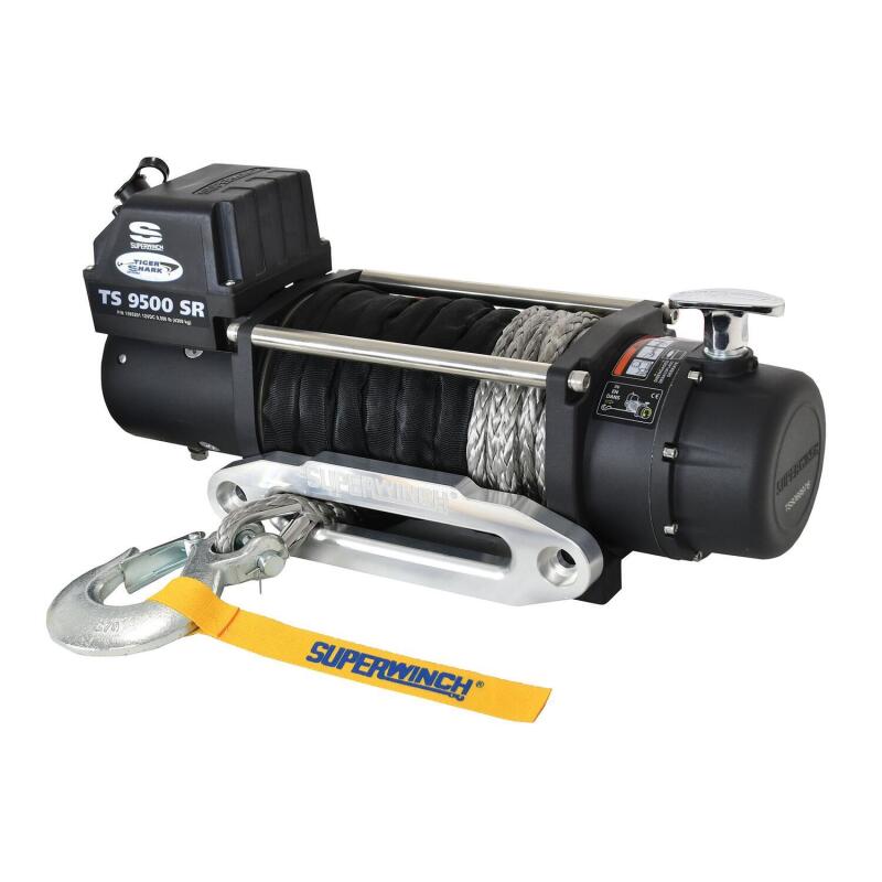Superwinch 9500 LBS 12 VDC 3/8in x 80ft Synthetic Rope Tiger Shark 9500 Winch 1595201 1595201 Photo - out of package