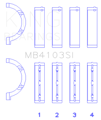 King Engine Bearings Chrysler 197 (Size +0.25mm) Main Bearing Set MB4103SI0.25 MB4103SI0.25 Photo - Primary