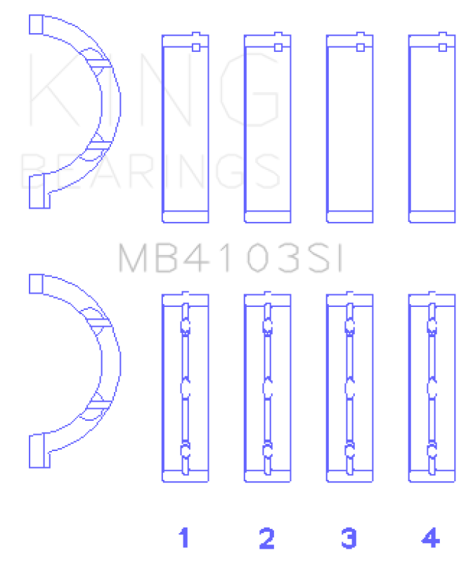 King Engine Bearings Chrysler 197 (Size +0.25mm) Main Bearing Set MB4103SI0.25 MB4103SI0.25 Photo - Primary