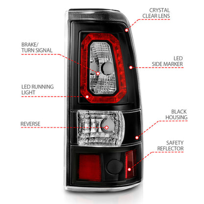 ANZO 2003-2006 Chevy Silverado 1500 LED Taillights Plank Style Black w/Clear Lens 311327 311327 Photo - Unmounted