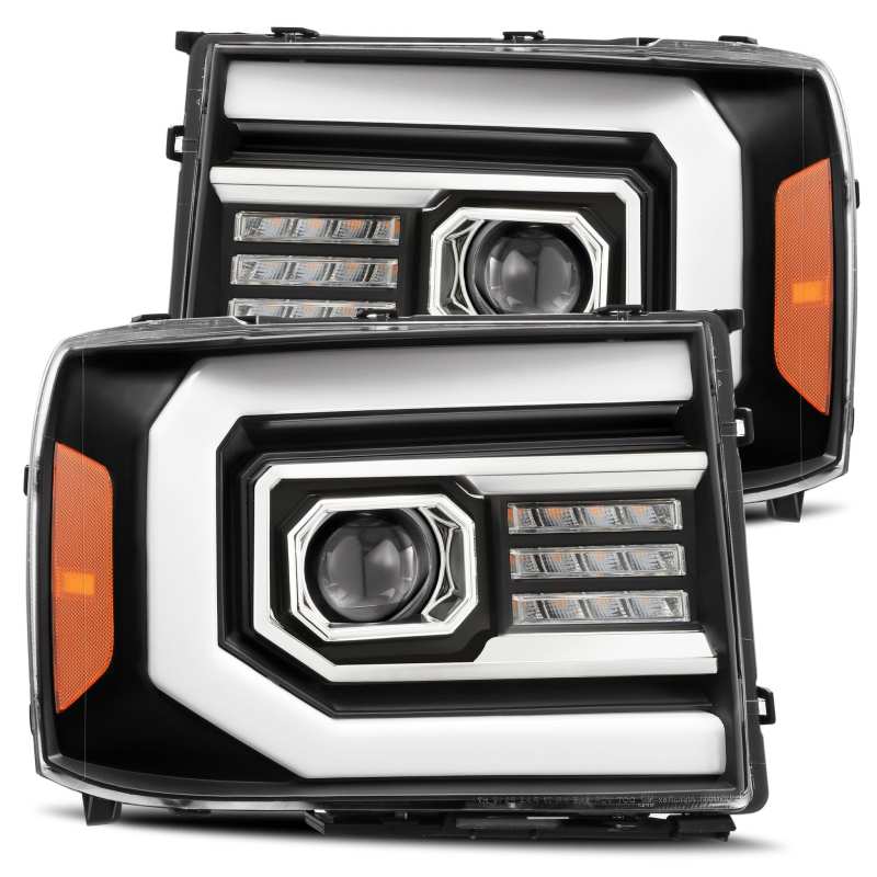 AlphaRex 07-13 GMC 1500HD PRO-Series Proj Headlights Plank Style Matte Blk w/Activ Light/Seq Signal 880606 880606 Photo - Primary