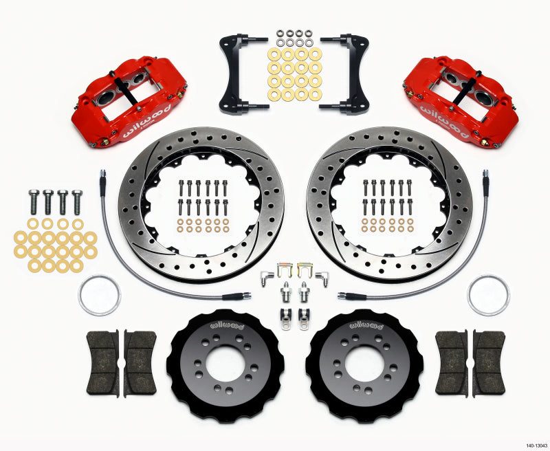 Wilwood FNSL6R Front Hat Kit, 13.06", Drilled, Red, 2008-up Hyundai Genesis 140-13043-DR Photo - Primary