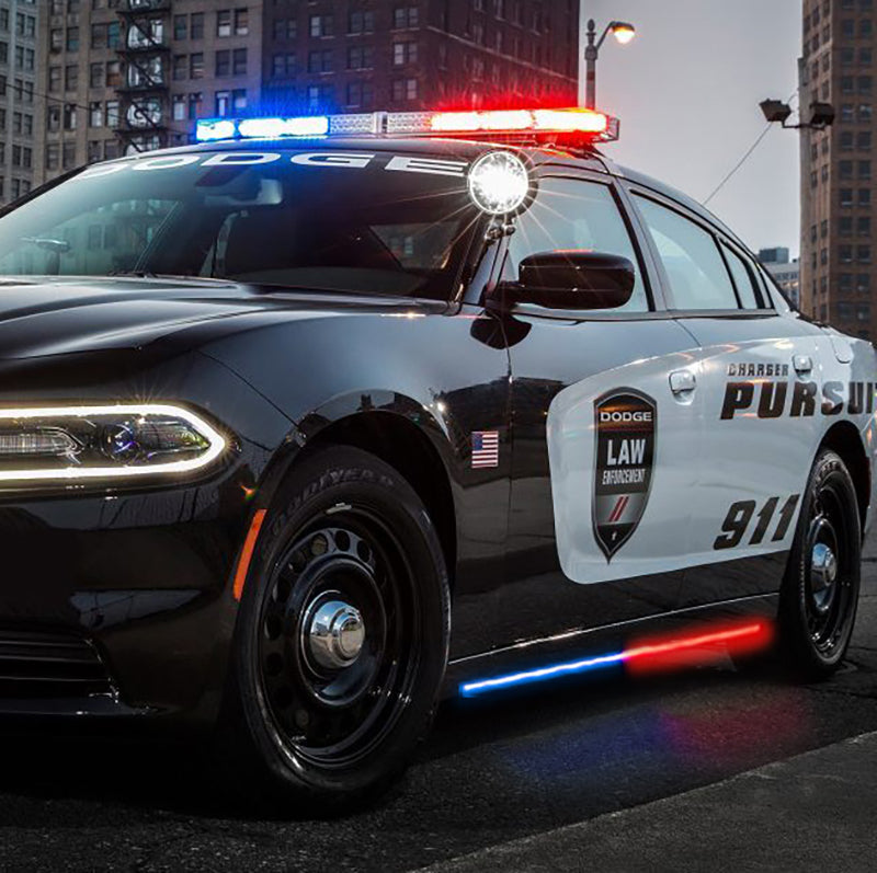 Putco 11-23 Dodge Charger Police Pursuit Blade Rocker Kits Sideliners - Red/Blue w/ White Override 901101660 901101660 Photo - Primary