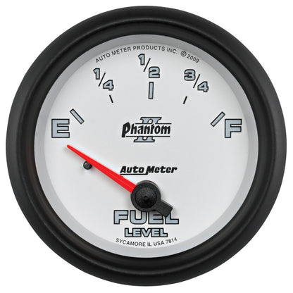 Autometer Gauge, Fuel Level, 2 5/8", 0E to 90F, Elec, Phantom II 7814 Photo - Primary
