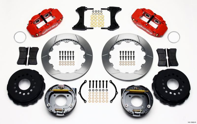 Wilwood Narrow Superlite 4R Rear P-Brk Kit 12.88in Red Chevy 12 Bolt w/ C-Clips Stggrd mt 140-10908-R 140-10908-R Photo - Primary