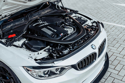 CSF 2014+ BMW M3/M4 (F8X) Top Mount Charge-Air-Cooler - Crinkle Black 8082 8082 Photo - Mounted