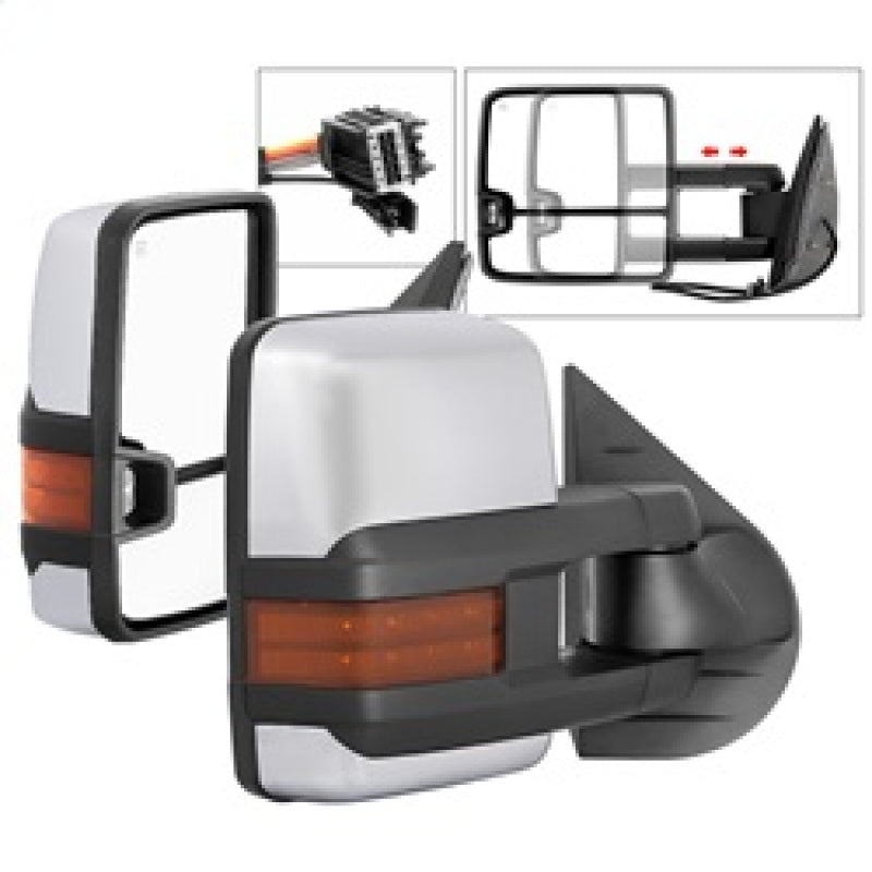 SPYDER xTune Chevy Silverado 07-13 Heated Amber LED Signal Mirrors Chrome MIR-CSIL07S-G3C-PWH-AM-SET 9936760 9936760 Photo - Primary