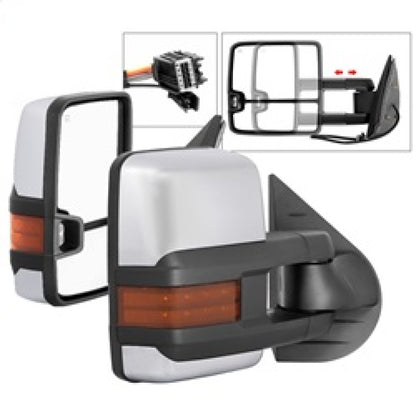 SPYDER xTune Chevy Silverado 07-13 Heated Amber LED Signal Mirrors Chrome MIR-CSIL07S-G3C-PWH-AM-SET 9936760 9936760 Photo - Primary