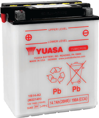 Yuasa Battery Yuasa YB14-A2 Yumicron CX 12 Volt Battery yuam2214HIND yuam2214HIND Photo - Primary