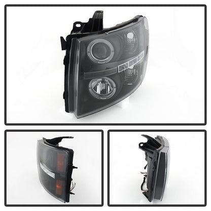 Spyder Chevy Silverado 1500 07-13 Projector Headlights LED Halo LED Blk PRO-YD-CS07-HL-BK 5009494 5009494 Photo - Unmounted