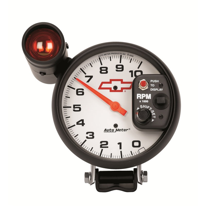 AutoMeter 5in (127mm) Pedestal Tachometer, 0-10,000 RPM, Chevy Red Bowtie 5899-00406 5899-00406 Photo - Primary