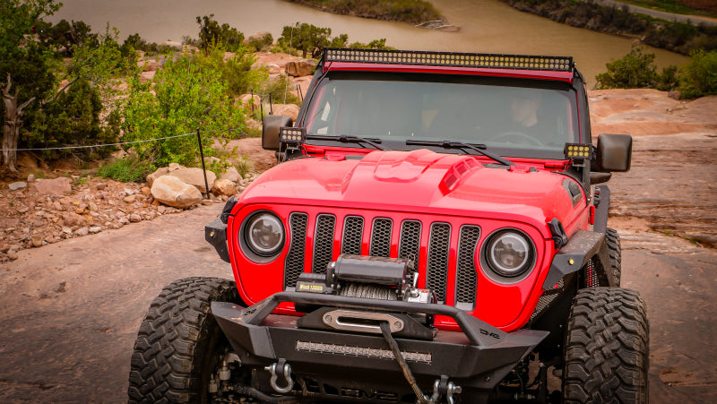 DV8 Offroad 18+ Jeep JL Heat Dispersion Hood - Primer Black HDMBJL-01 HDMBJL-01 Photo - Mounted