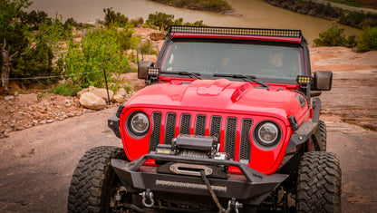 DV8 Offroad 18+ Jeep JL Heat Dispersion Hood - Primer Black HDMBJL-01 HDMBJL-01 Photo - Mounted