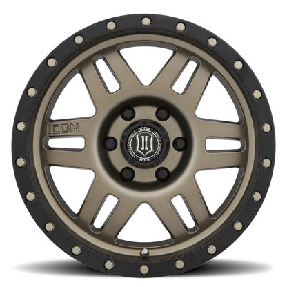 ICON Six Speed 17x8.5 6x5.5 25mm Offset 5.75in BS 108.1mm Bore Bronze Wheel 1417858357BR 1417858357BR Photo - Close Up
