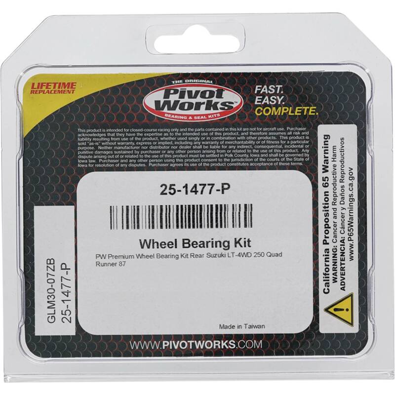 Pivot Works Suzuki Wheel Bearing Kit Premium Bearings 25-1477-P 25-1477-P Photo - Primary
