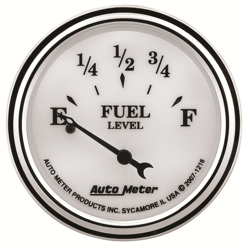 AutoMeter Gauge Fuel Level 2-1/16in. 240 Ohm(e) to 33 Ohm(f) Elec Old Tyme White II 1216 1216 Photo - Primary