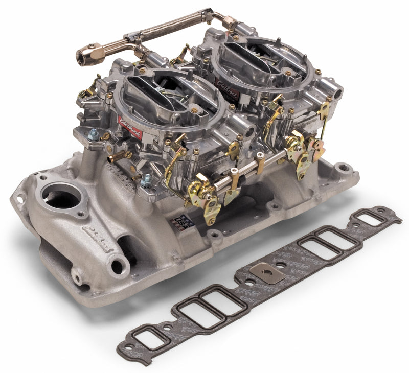 Edelbrock Dual Quad Kit Performer RPM Air Gap BBC Oval Port 2065 2065 Photo - Primary