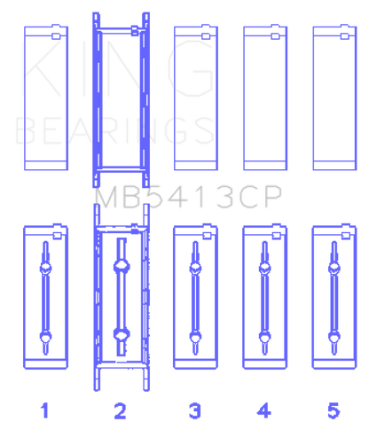 King Engine Bearings King General Motors 134 Crankshaft Main Bearing Set (Set of 10) MB5413CP010 MB5413CP010 Photo - Primary