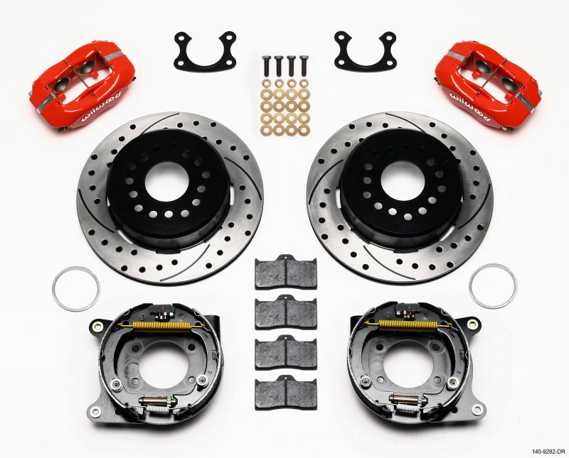 Wilwood FDL P/S Park Brake Kit, Drill-Red, Small Ford 2.50" Offset 140-9282-DR Photo - Primary