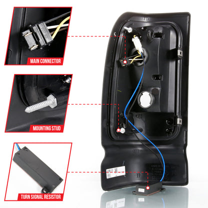ANZO 1994-2001 Dodge Ram 1500 LED Taillights Plank Style Black w/Smoke Lens 311340 311340 Photo - Unmounted