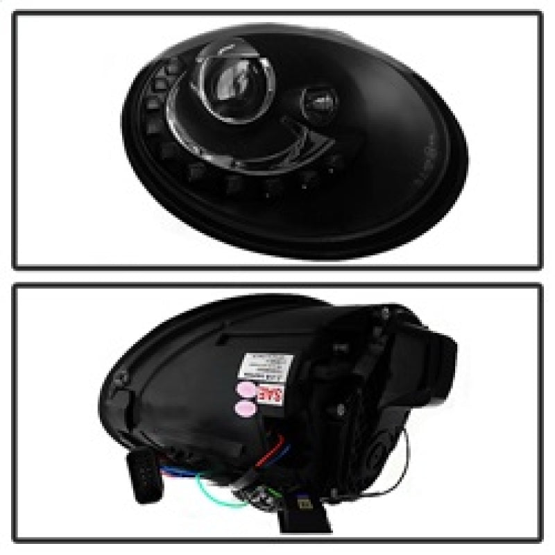 Spyder Volkswagen Beetle 06-10 Projector Headlights DRL LED Black PRO-YD-VB06-DRL-BK 5080929 5080929 Photo - Unmounted