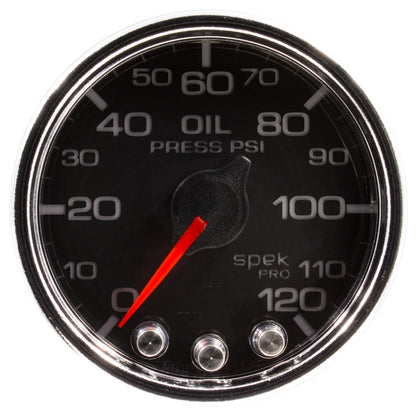 Autometer Spek-Pro Gauge Oil Press 2 1/16in 120psi Stepper Motor W/Peak & Warn Blk/Chrm P32531 P32531 User 2