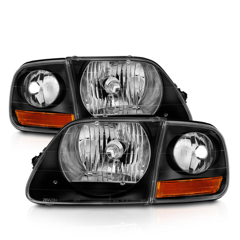 ANZO 1997-2003 Ford F150 Crystal Headlight Black w/ Parking Light 111460 111460 Photo - Primary