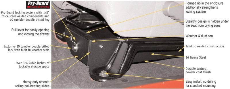 Tuffy Products Tuffy Jeep Wrangler Underseat Drawer Driver W/ Keyed Lock 247-01 247-01 Photo - Close Up