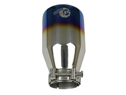 aFe Mach Force XP 304 Stainless Steel Clamp-On Exhaust Tip 2.5in Inlet / 4in Outlet - Blue Flame 49T25404-L071 49T25404-L071 Photo - Unmounted