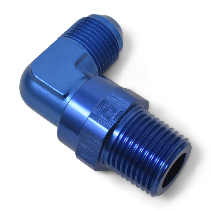 Russell #10 90° Male AN To Male Swivel NPT - Blue 614110 Photo - out of package