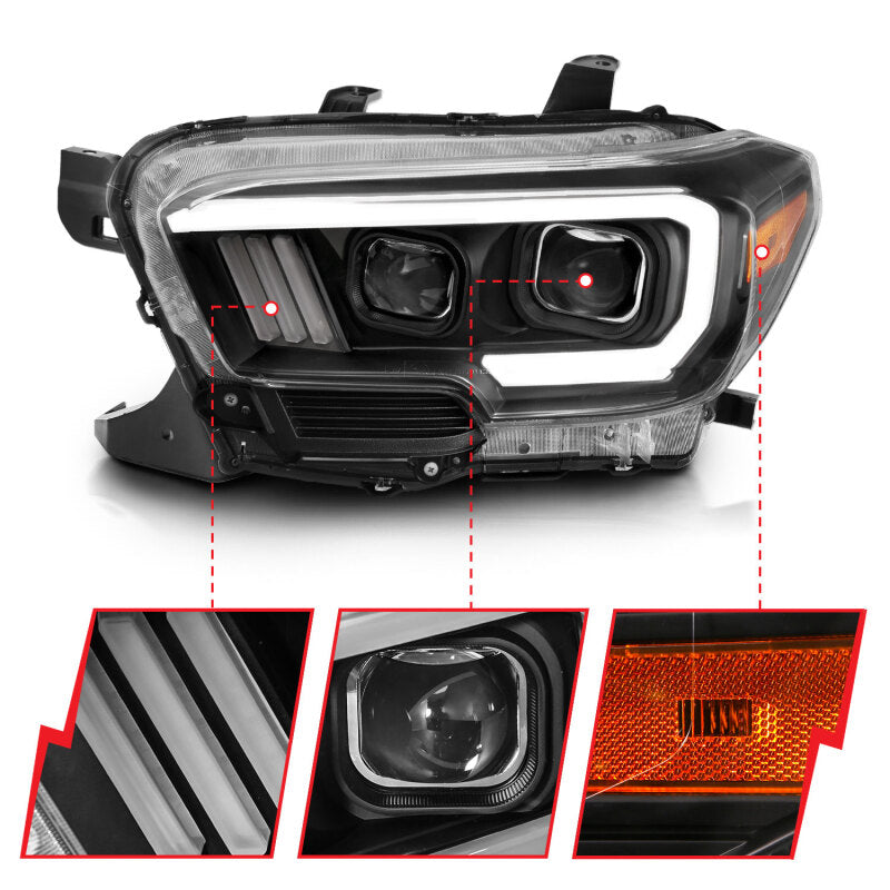 Anzo Toyota Tacoma '16-18 Projector Plank Style Switchback H.L Black Amber 111396 Photo - Close Up
