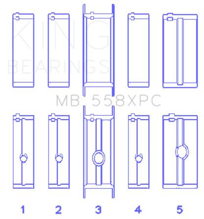 King Engine Bearings King Chrysler 273, 301, 313, 318, 340 Crankshaft Main Bearing Set MB558XPC MB558XPC Photo - Primary
