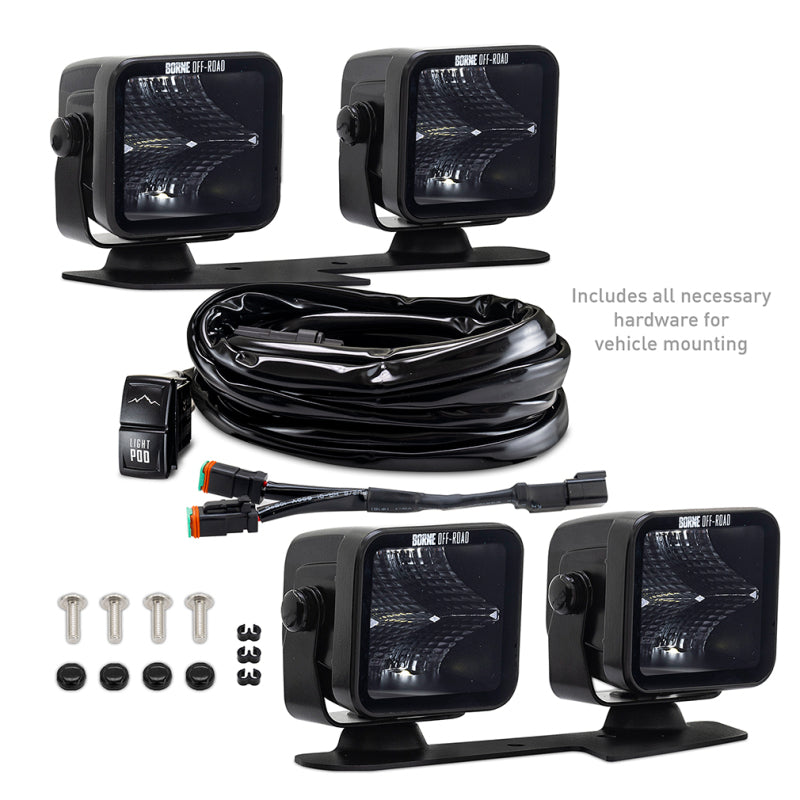 Borne Off-Road 21+ Bronco Light Pods 4pc Ditch 3x3 Flood BNLT-BR-21-DT4F BNLT-BR-21-DT4F Photo - Primary