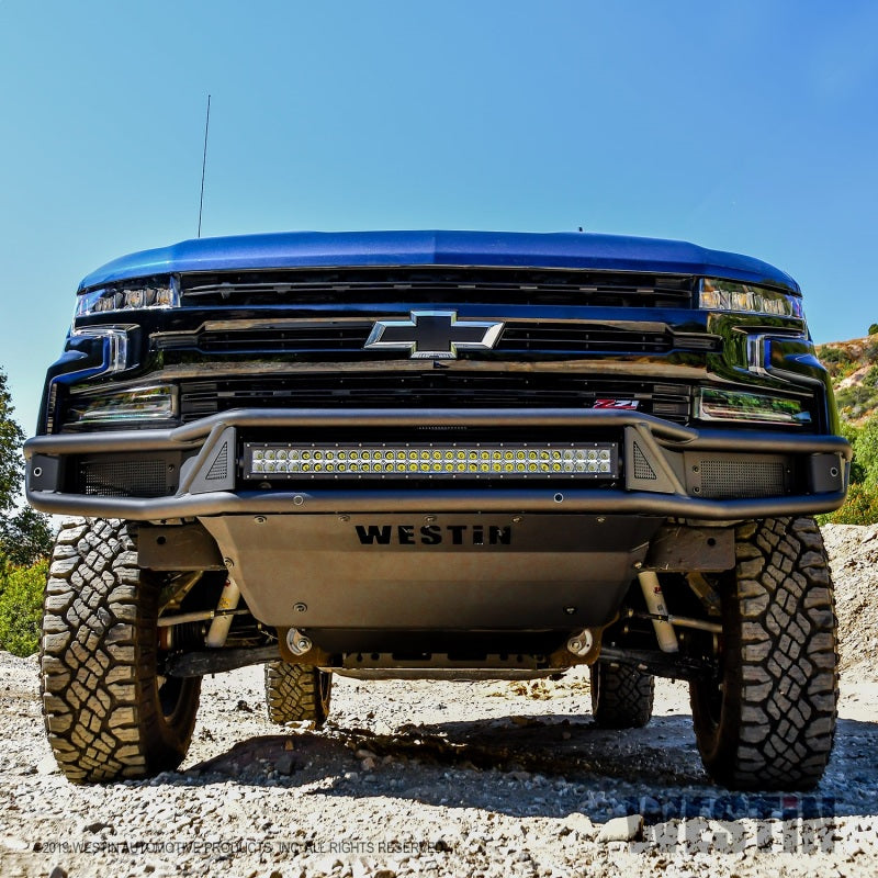Westin 19-20 Chevy Silverado 1500 Outlaw Front Bumper - Textured Black 58-61215 58-61215 Photo - Mounted