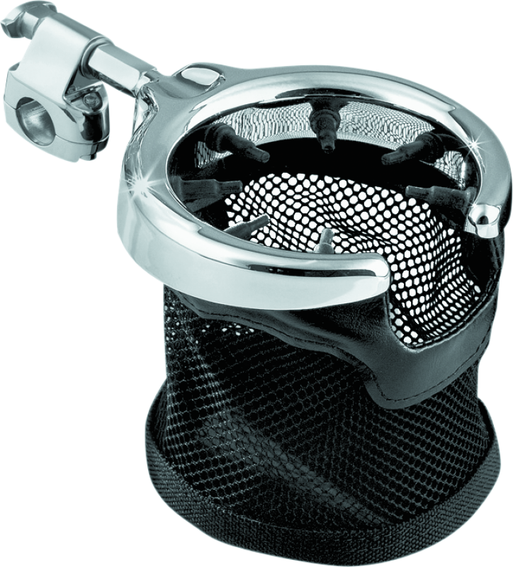 Kuryakyn Universal Passenger Drink Holder With Basket Black & Chrome 1484 1484 Photo - Primary
