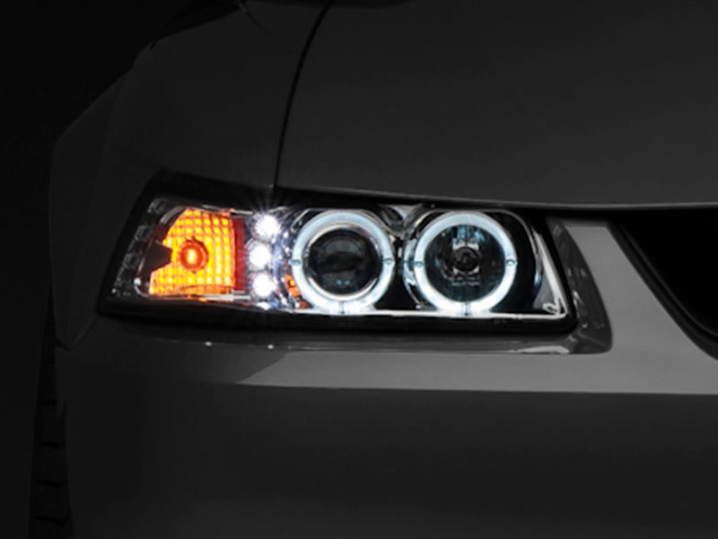 Raxiom 99-04 Ford Mustang Dual LED Halo Projector Headlights- Chrome Housing (Clear Lens) 49114 49114 Photo - Primary