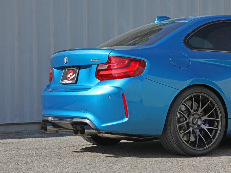 aFe 16-18 BMW M2 L6-3.0L MACH Force-Xp 3in to 2.5in 304 SS Cat-Back Exhaust System-Quad Polish Tips 49-36330-1P 49-36330-1P Photo - Mounted