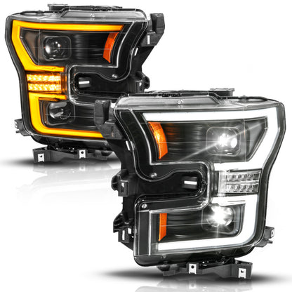 ANZO 15-17 Ford F-150 (Factory Halogen Model ONLY) Full LED Proj Headlights  Init/SeqSig Black- Pair 111630A 111630A User 1