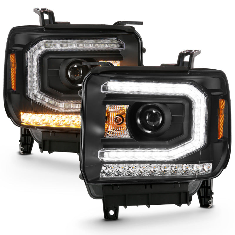 ANZO 2016-2019 Gmc Sierra 1500 Projector Headlight Plank Style Black w/ Sequential Amber Signal 111485 111485 User 6