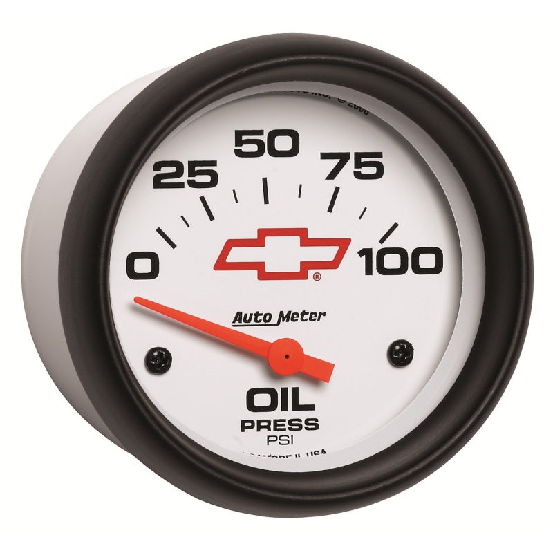 AutoMeter Gauge Oil Pressure 2-5/8in. 100PSI Electric Chevy Red Bowtie White 5827-00406 5827-00406 User 3
