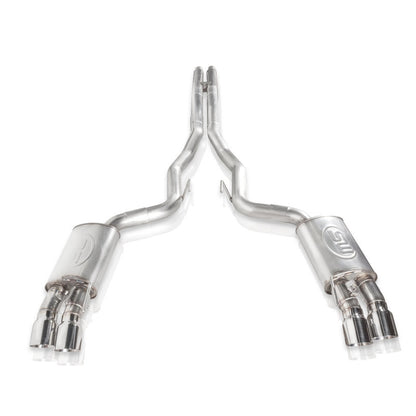 Stainless Works 2018+ Ford Mustang GT 3in Redline Series Catback H-Pipe w/Active Valves & Quad Tips M18CBHFCV M18CBHFCV Photo - Unmounted