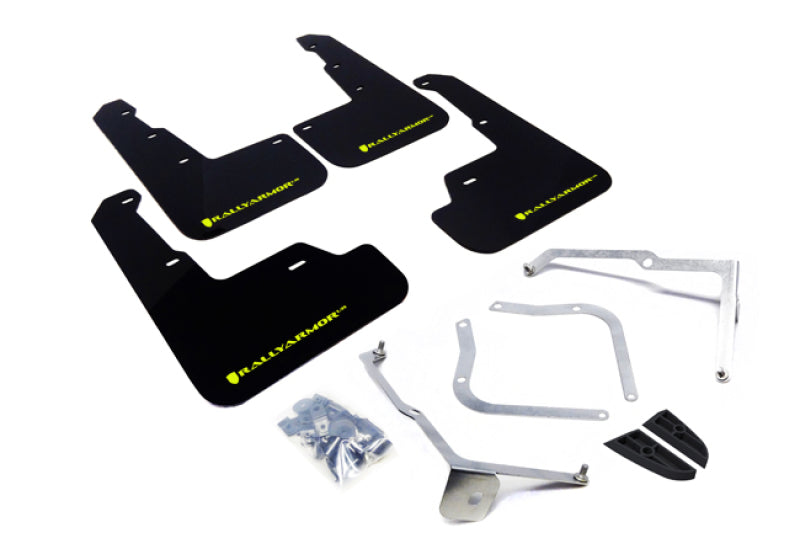 Rally Armor 15-18 Subaru WRX/STi Sedan UR Black Mud Flap w/ Green Logo MF32-UR-BLK/CGN Photo - Primary