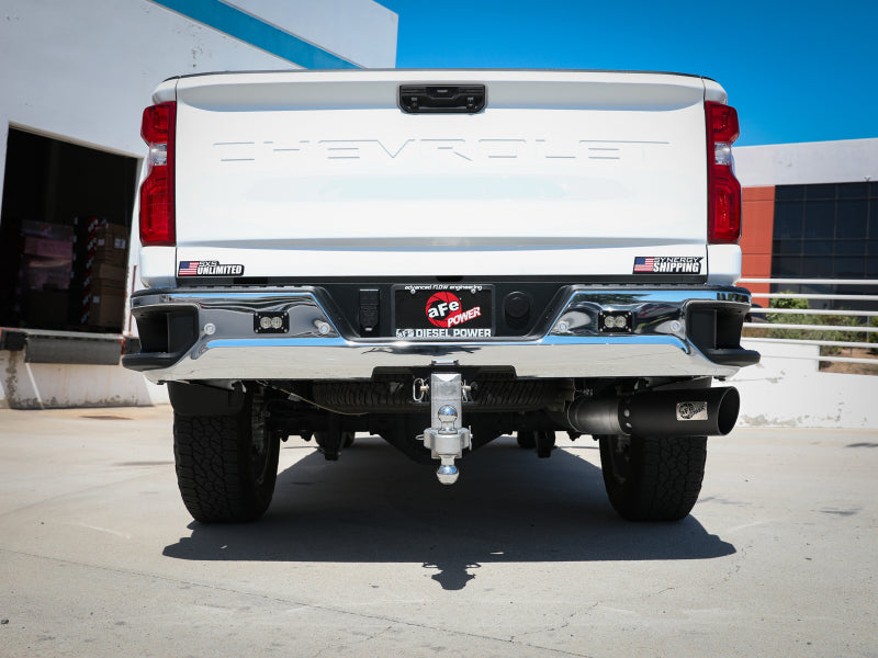 aFe Large Bore-HD 5 IN 409 SS DPF-Back Exhaust System w/Black Tip 20-21 GM Truck V8-6.6L 49-44125-B 49-44125-B Photo - Mounted