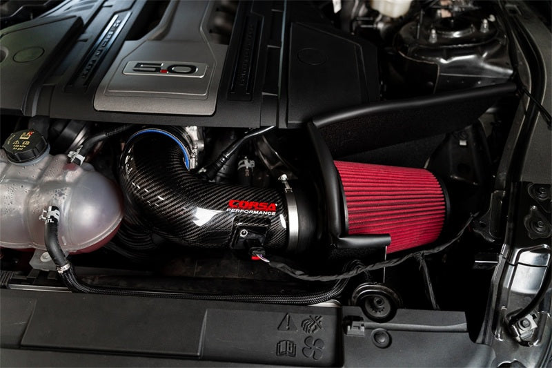 CORSA Performance Corsa 2018+ Ford Mustang GT 5.0L V8 DryTech 3D Open Element Carbon Fiber Air Intake - Black 44006D 44006D Photo - Mounted