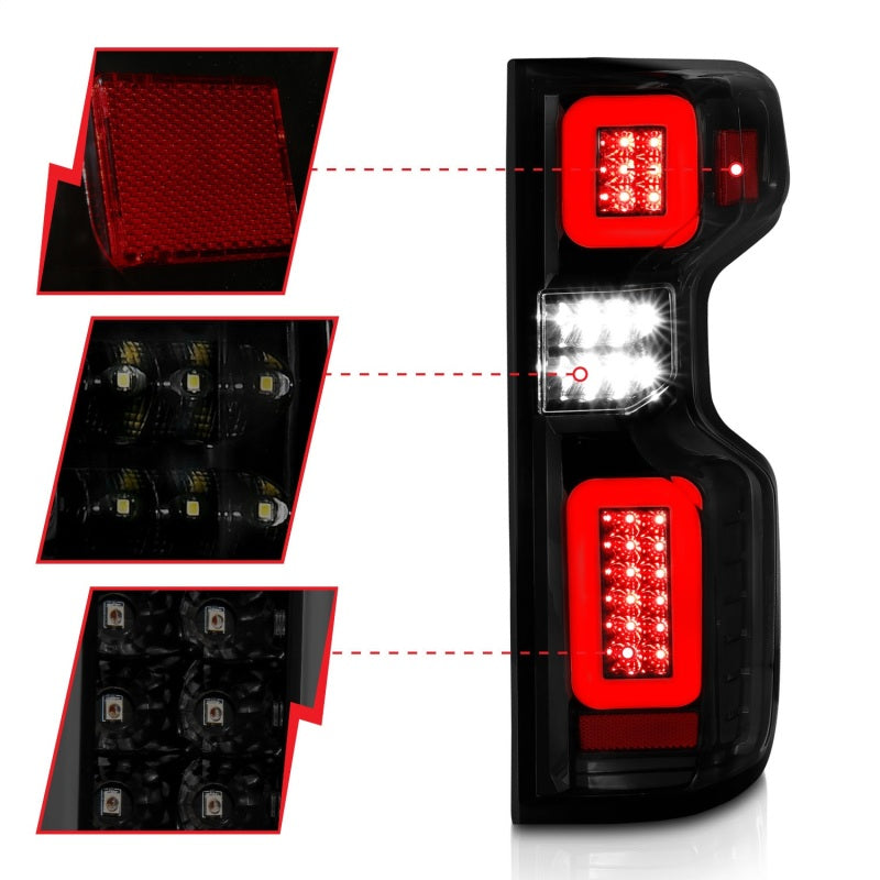 ANZO 19-21 Chevy Silverado Work TruckFull LED Tailights Black Housing Smoke Lens G2 (w/C Light Bars) 311418 311418 Photo - Unmounted