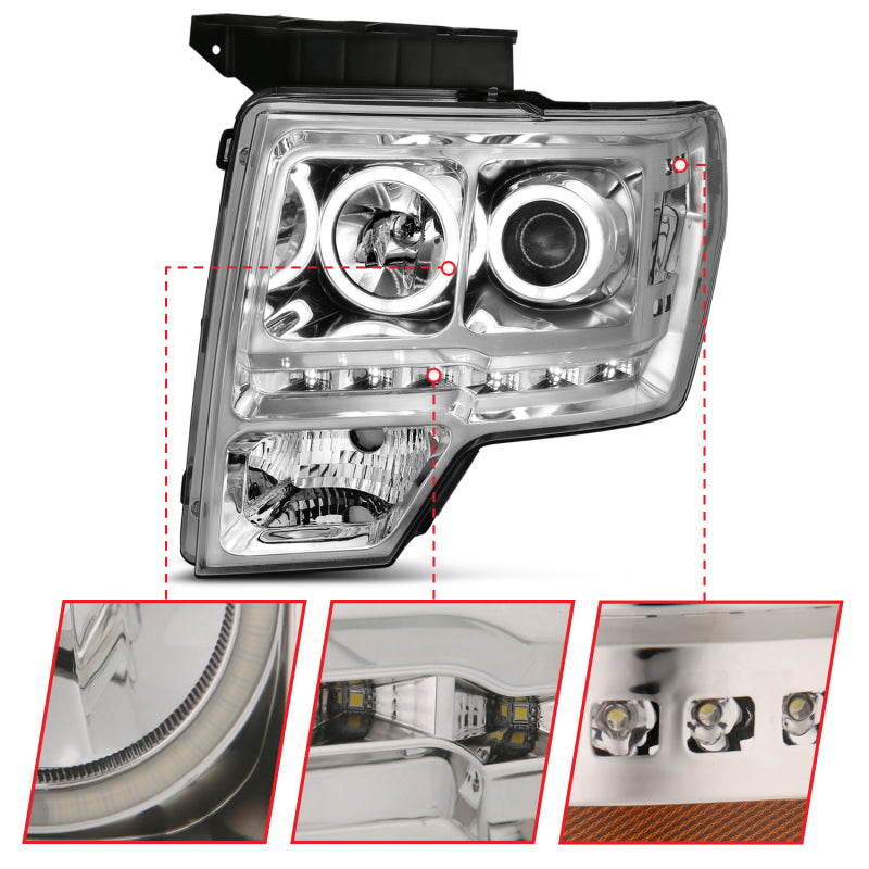 Anzo 2009-2014 Ford F-150 Projector Headlights w/ Halo Chrome (CCFL) G2 111297 User 3