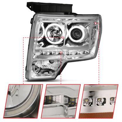 Anzo 2009-2014 Ford F-150 Projector Headlights w/ Halo Chrome (CCFL) G2 111297 User 3