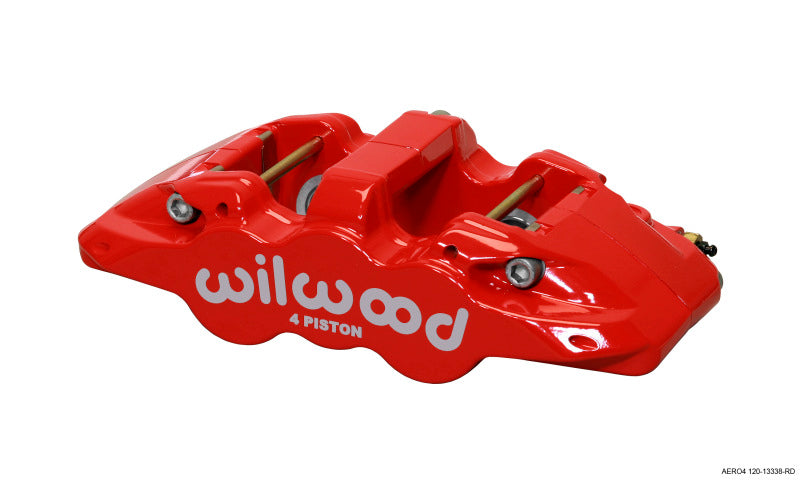 Wilwood Caliper-Aero4 - Red, 1.12/1.12" Pistons, 1.10" Disc 120-13338-RD Photo - Primary